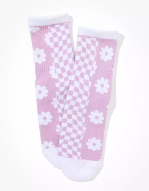 Chaussettes American Eagle AE Daisy Checkerboard '90s Crew Sock Multicolore Femme | FVG-11109845